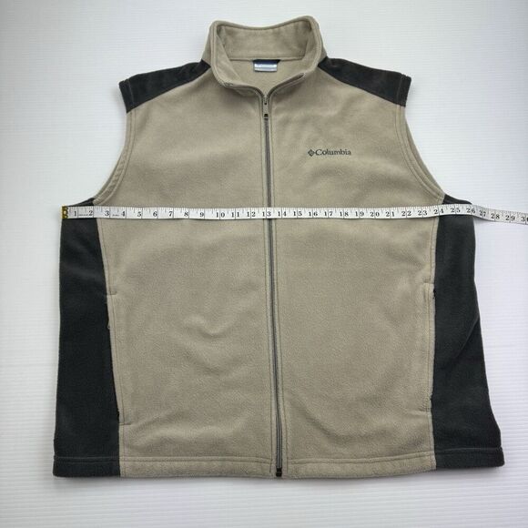 Columbia Tan Brown Fleece Vest Mens Size XL Full Zip - Picture 7 of 8